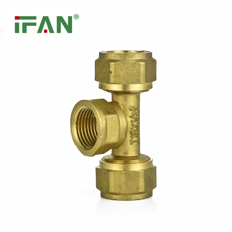 Mosiężny trójnik kompresyjny żeński