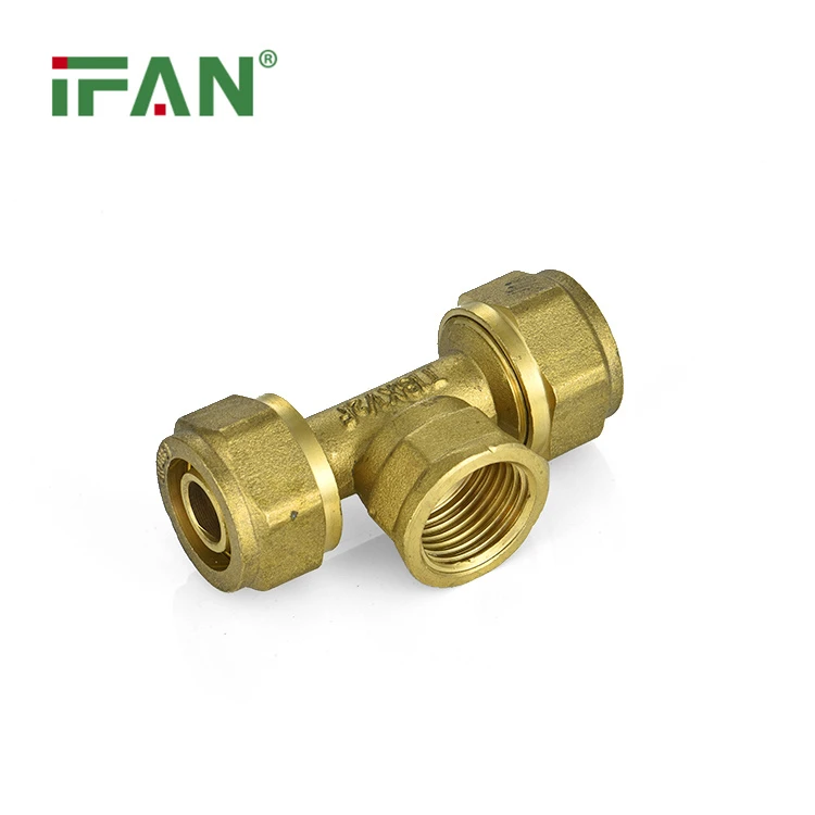 Mosiężny trójnik kompresyjny żeński