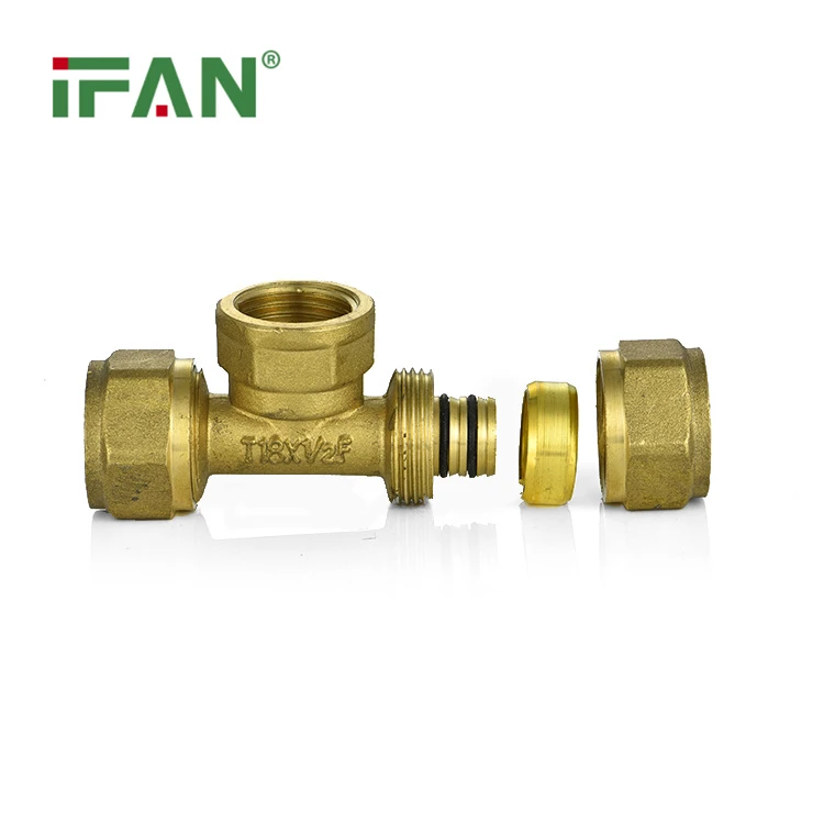 Mosiężny trójnik kompresyjny żeński