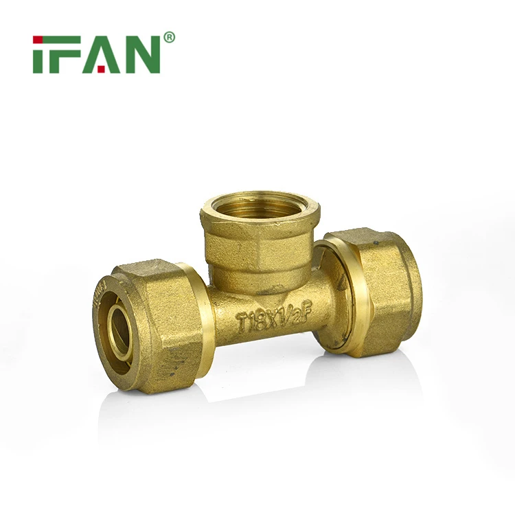 Mosiężny trójnik kompresyjny żeński